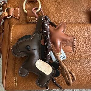 Faux leather, brown horse bag charm